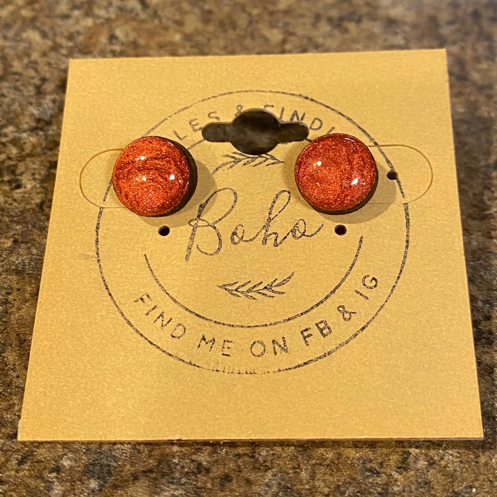 Epoxy Resin & Wood Stud Earrings